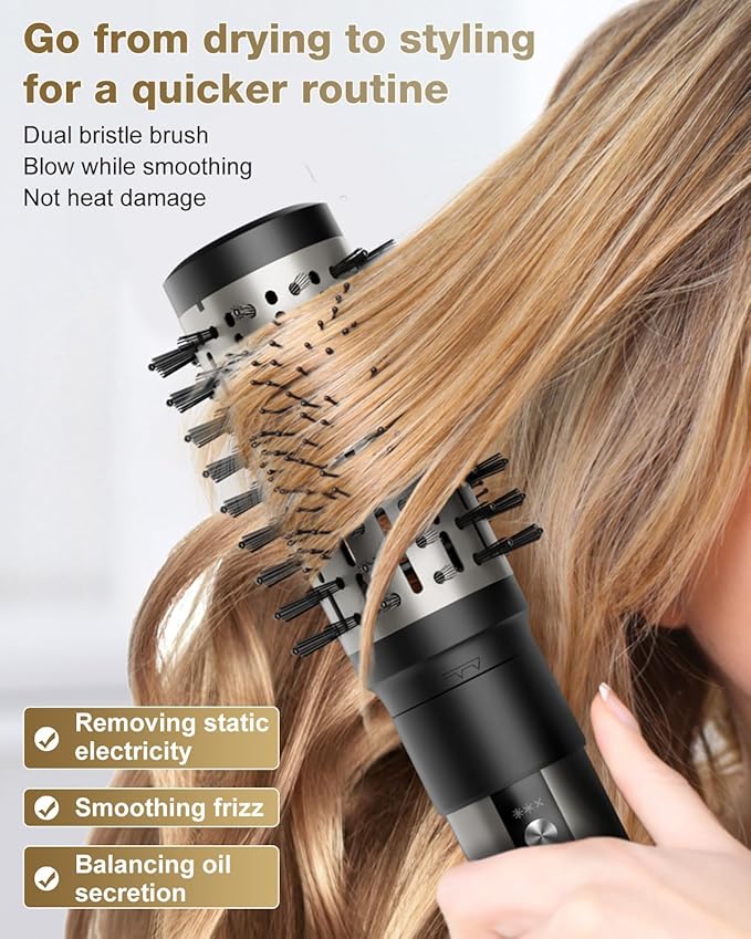 7MAGIC Hair Dryer Brush  6 in 1 Hair Styler, Silver, 110 Volts, 1200 Watts, Ionic Technology, Fast Drying, Multi Styler for Straight, Wavy, Curly, and Coily Hair