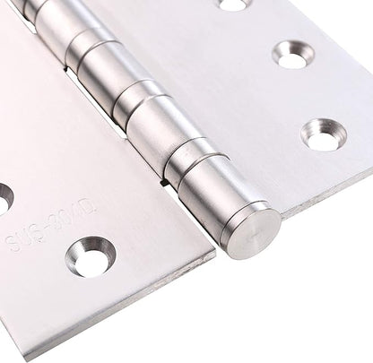 UHPPOTE Stainless Steel Door Hinges 4inches x 4inches with Soft Close Ball Bearing - Squared Conners - Brushed Finish (Pack of 2)