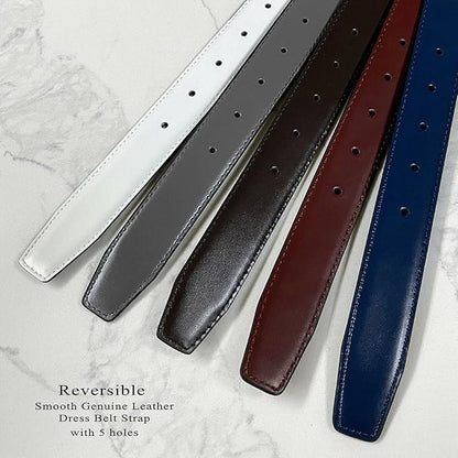 Reversible Dress Belt Strap Replacement Genuine Leather 1-18"(30mm)  1-38"(35mm) Wide