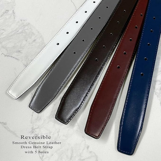 Reversible Dress Belt Strap Replacement Genuine Leather 1-18"(30mm)  1-38"(35mm) Wide