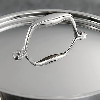 Tramontina Tri-Ply Clad Stainless Steel 2-Quart Sauce Pan with Lid, Induction-Ready, Dishwasher-Safe, NSF-Certified, Made in Brazil