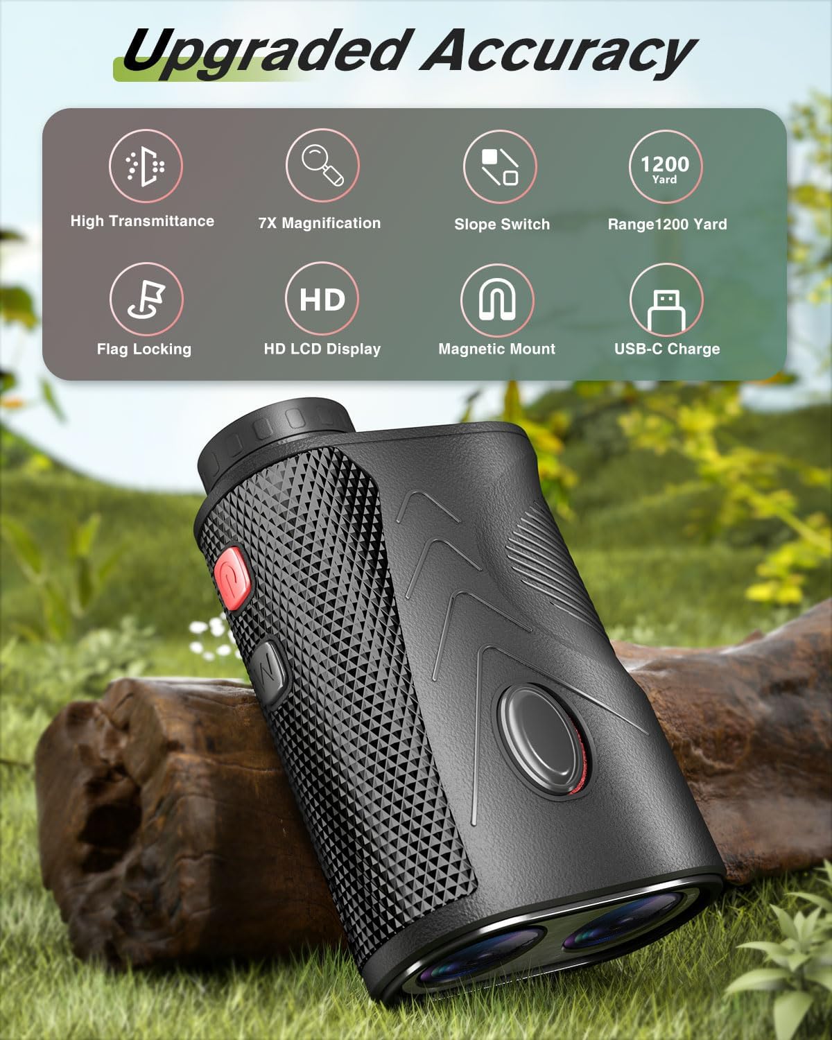 1200 Yards Range Finder Golf, 7X Magnification Golf Rangefinder with Slope, Laser Range Finder with Flag Lock, 0.5 Yard Accuracy, Ideal Golf Accessories for Golfers & Hunting