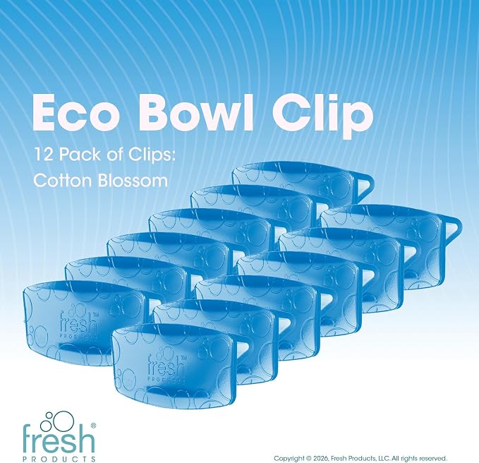 Fresh Products Eco Bowl Clip Air Freshener, Cotton Blossom, Blue, 12 Pack