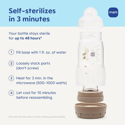 4.5oz Easy Start Anti-Colic Wide Neck Vented Baby Bottle, Extra Slow Flow Breastfeeding-Like Silicone Nipple, Reduces Colic, Gas & Reflux, Easy to Clean, BPA Free, 0+ Months, Made in Europe