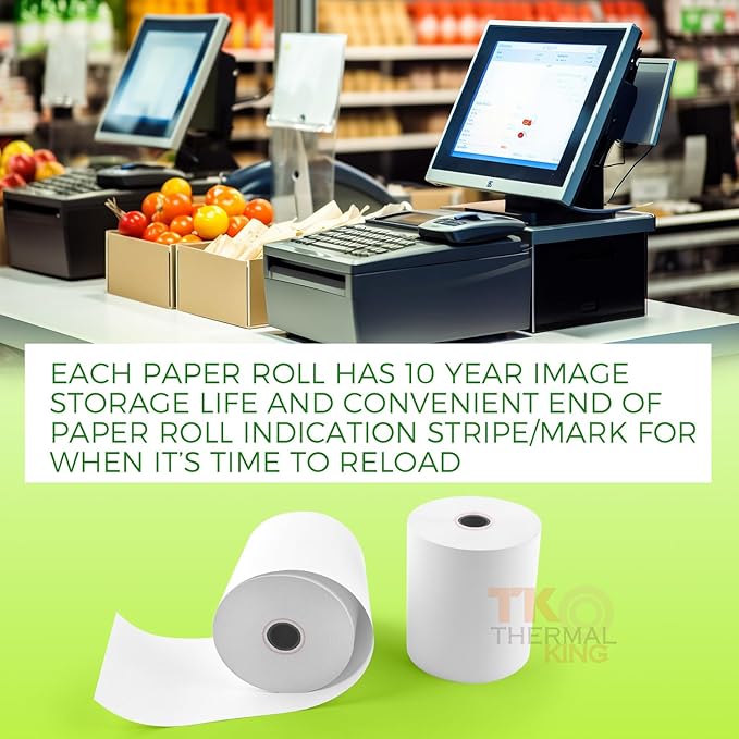 (10 Rolls) 3 18" x 230' Thermal Paper, Premium Quality POS Receipt Paper for Retail Business Cash Register, Fits Most Credit Card Terminal Point Of Sale