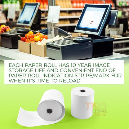 (10 Rolls) 3 18" x 230' Thermal Paper, Premium Quality POS Receipt Paper for Retail Business Cash Register, Fits Most Credit Card Terminal Point Of Sale