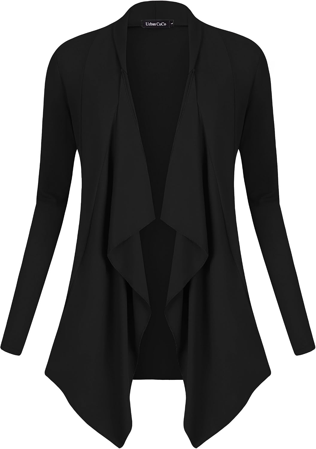 Urban CoCo Women's Drape Front Open Cardigan Long Sleeve Irregular Hem