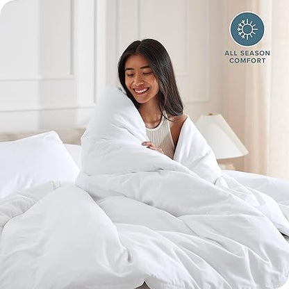 Bare Home Bedding Duvet Cover Queen Size - Premium 1800 Super Soft Duvet Covers Collection - Lightweight, Cooling Duvet Cover - Soft Breathable Bedding (Queen, White)