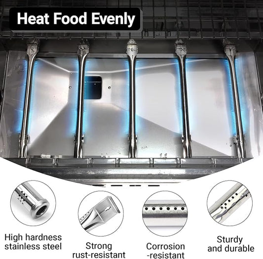 Uniflasy Grill Replacement Parts for Nexgrill 720-0882A 720-0925P 720-0925 720-0896B 720-0896C, Stainless Steel Grill Burners Heat Plate Shields Replacement for Nexgrill 5 Burner 720-0882A, 5 Pack