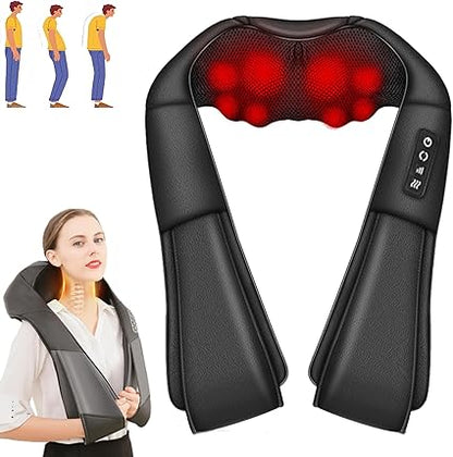 Theriva Shiatsu Neck  Back Massager - 3D Kneading with Heat for Pain Relief (Black)