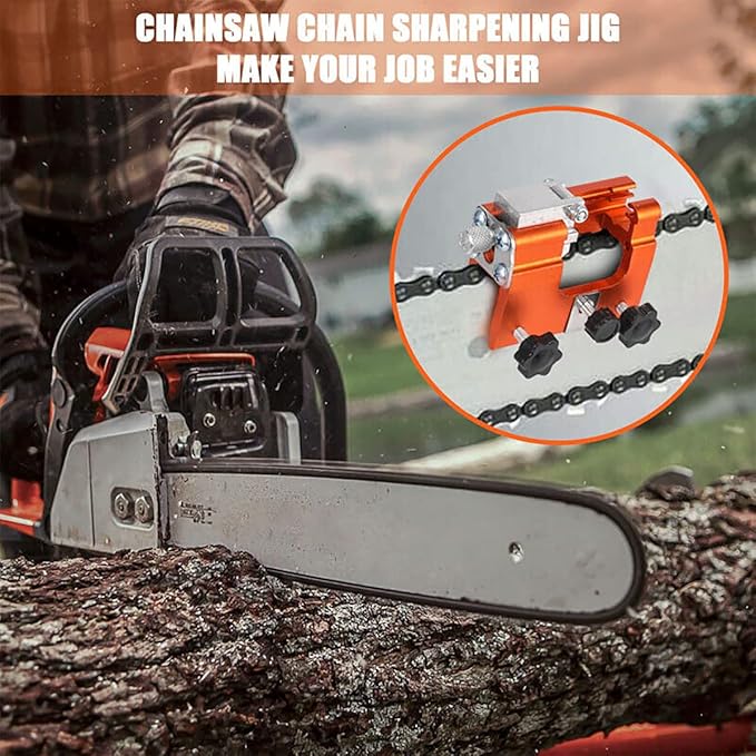 Eztronics Corp Chainsaw Sharpener,Chainsaw Sharpening Jig Hand-Cranked Chainsaw Sharpener Kit Suitable For All Kinds Of Chain Saws Chain Saw Shaperener Tool (Orange)
