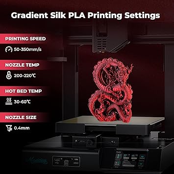 AMOLEN Silk PLA 3D Printer Filament, Silk Dual Color Red Black PLA Filament 1.75mm, Shiny Coextrusion PLA Filament, Color Change 3D Printing Filament 1KG2.2lb