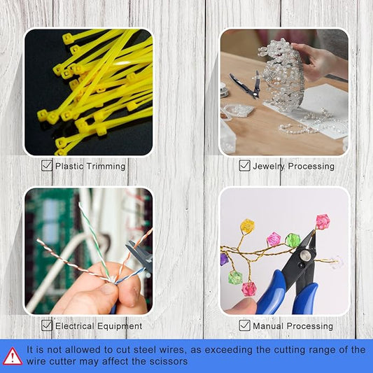 NICE-POWER Wire Cutters, 5 Inch Professional Pliers Cutter Electronic Flush Wire Cutter Carbon Steel Cutting Nippers for Electrical Jewelry making,Floral art scissors(Blue)