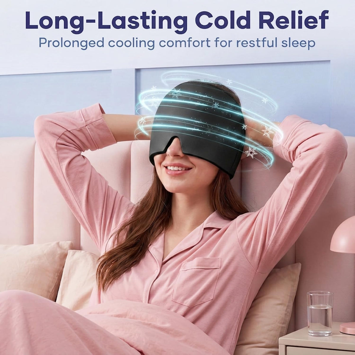 Migraine Relief Cap, Soothing Headache Ice Face Mask Products, Hot or Cold Therapy, Odorless Gel Migraine Headache Relief Cap for Migraine, Sinus, Tension, Puffy Eyes, Stress and Hangover (Black