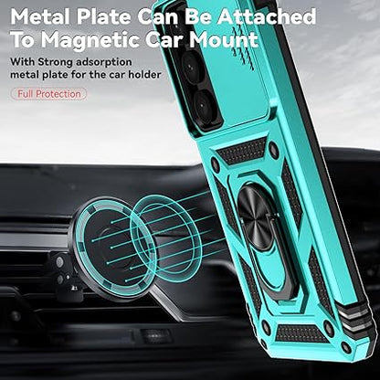 for Samsung Galaxy S25 Plus Case with Slide Camera Cover HD Screen Protector Military Grade Drop Tested Magnetic Ring Holder Kickstand Protective Phone Case for Samsung Galaxy S25 Plus 2025, Mint
