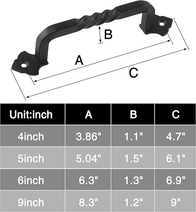 OVOV 4 Pack Barn Door Pull Handle Hardware for Wooden Garden Gate Shed Cabinet Door (4Pcs 5inch)