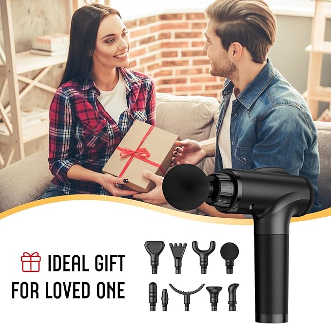 Massage Gun Deep Tissue, Handheld Electric Muscle Massager, High Intensity Percussion Massage Device for Pain Relief with 9 Attachments & 30 Speed(Black