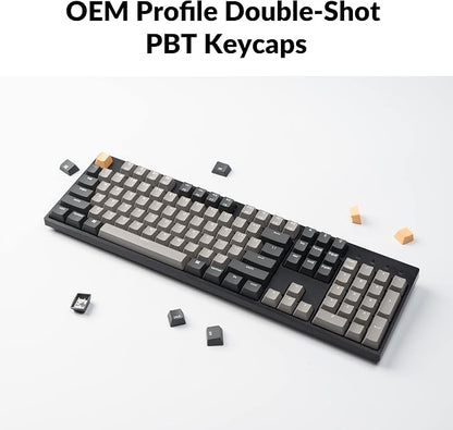 Keychron C2 Pro Wired Custom Mechanical Keyboard Full Size Layout QMK/VIA Programmable Macro White Backlit with Linear Red Switch OEM Profile Double-Shot PBT Keycaps for Mac Windows Linux