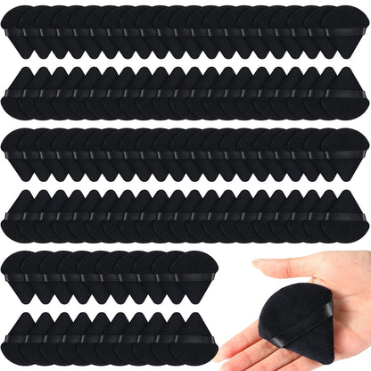Meanplan 79 Pcs Powder Puff Face Soft Makeup Sponge Triangle Powder Puffs for Loose Velour Cosmetic Foundation Wet Dry Sponge Makeup Tools(Black)