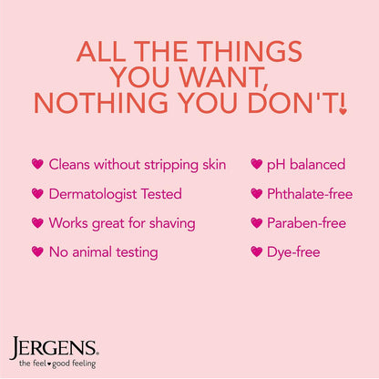 Jergens Softening Cherry Almond Body Wash, Daily Moisturizing Skin Cleanser, Infused with Cherry Almond Oil, pH Balanced, Paraben Free, Dye Free, Dermatologist Tested, 22 oz (Packaging May Vary
