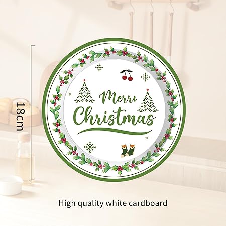 48Pcs Christmas Paper Plates, 7Inch Disposable Christmas Plates, Holiday Xmas Dinner Plates for Christmas Party Supplies  Table Decorations, Christmas Dinnerware Set (7" Christmas tree)
