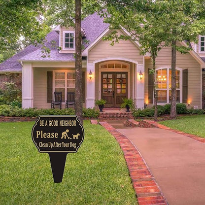 Clean Up after Your Dog Sign,13.6"x9.6" No Pooping Dog Sign for Yard with Integrated stake Double Side Printed No Dog Poop Sign for Lawn Metal Sign for Outdoor Use