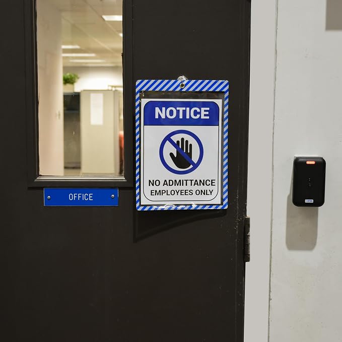C-Line Safety Striped Shop Ticket Holder, Blue/White, 10/Pack (44105)