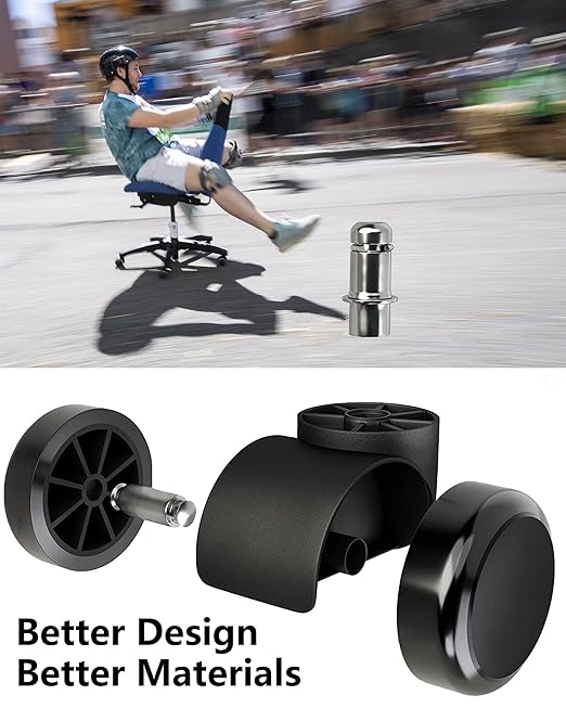 Office Chair Wheels Brozigo Chair Wheels Replacement 5-Pack, Office Chair Casters Heavy Duty Replacement for Hardwood Floors and Carpet, 2 inch Fits 99, Black