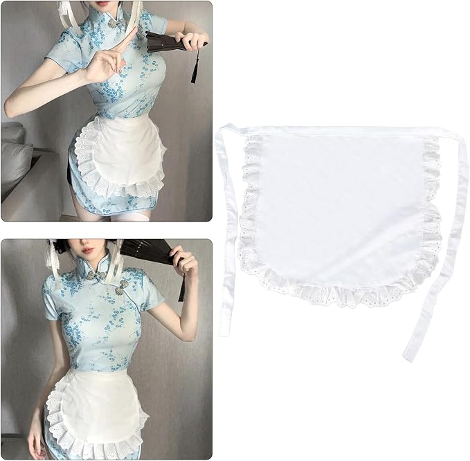 hejhncii Maid Cosplay Apron Costume Half Waitress Servant Costume Girls Waist White Apron