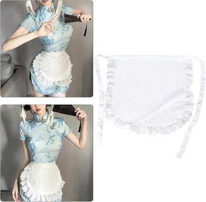 hejhncii Maid Cosplay Apron Costume Half Waitress Servant Costume Girls Waist White Apron