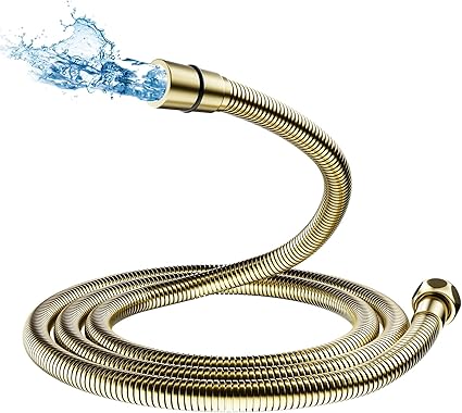 AULEEND,59 inch,encrypted shower hose 304 stainless steel metal - Extra long shower hose -(Universal Connection G 12" x 12")(Brushed Gold)