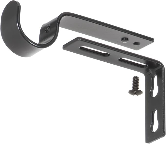 Ivilon Adjustable Brackets for Curtain Rods - for 78 or 1 Inch Rods. Set of 2 - Black