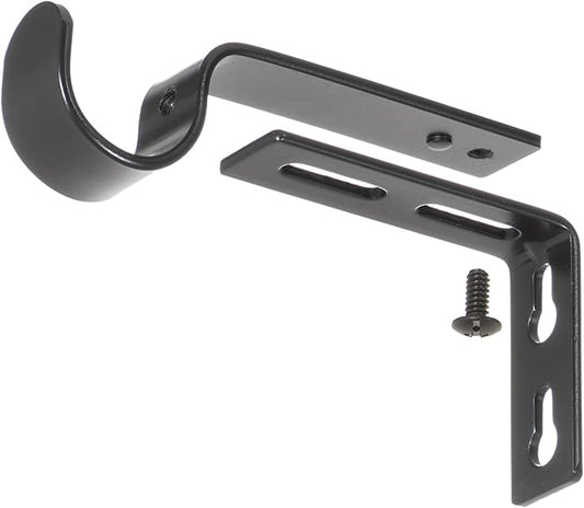 Ivilon Adjustable Brackets for Curtain Rods - for 78 or 1 Inch Rods. Set of 2 - Black