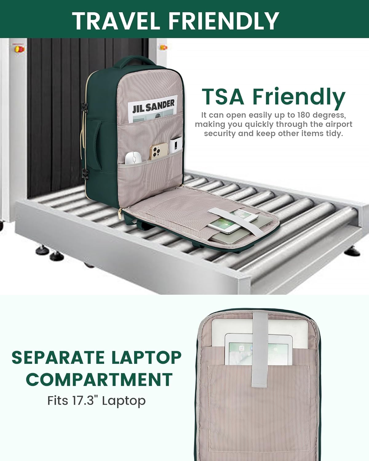 LOVEVOOK Large Travel Backpack for Women, Carry On Bag Flight Approved, 40L TSA Personal Item Travel Bag with 3 Packing Cubes, Waterproof 17 Inch Laptop Hiking Casual Backpack