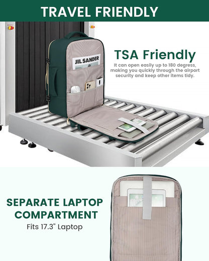 LOVEVOOK Large Travel Backpack for Women, Carry On Bag Flight Approved, 40L TSA Personal Item Travel Bag with 3 Packing Cubes, Waterproof 17 Inch Laptop Hiking Casual Backpack