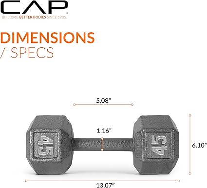 CAP Barbell Cast Iron Hex Dumbbell  Multiple Options (45)