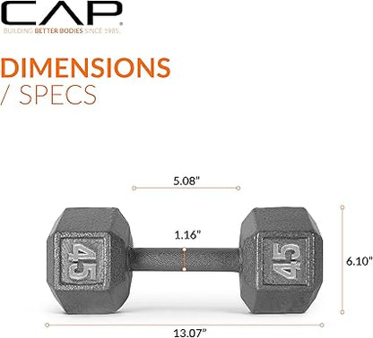 CAP Barbell Cast Iron Hex Dumbbell  Multiple Options (45)