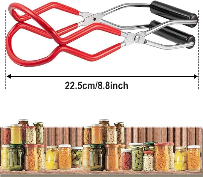 Oriflame Canning Jar Lifter Tongs, Stainless Steel Jar Lifter with Rubber Grips - for Slip Wide-Mouth Clip for Kitchen Restaurant