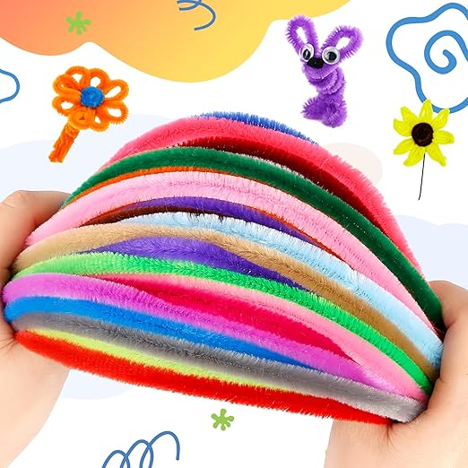 Caydo 200 Pieces Thick Pipe Cleaners Craft Supplies 20 Colors Chenille Stems for Kids Craft Projects and Decoration