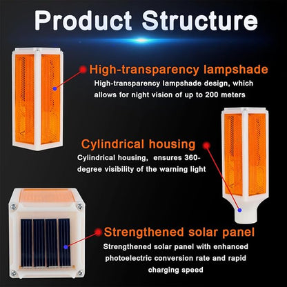 Aolyty Solar Lights Outdoor, Waterproof Driveway Markers Reflective, Warning Flash Light with 2 Lighting Modes, LED Solar Light 4 Pack for Parking Lots, Yard, Sidewalk, Stop Sign, 30 Inches (Orange)