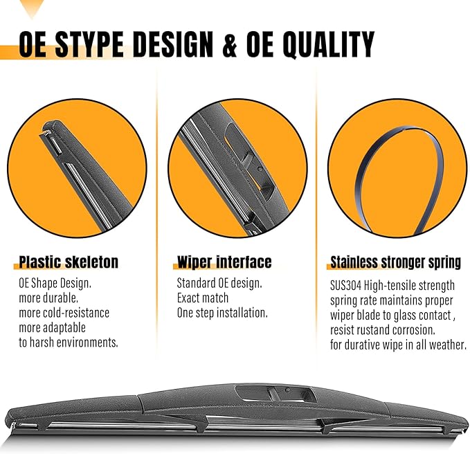 AUTOBOO 14 Inch Rear Wiper Blade Replacement for 06-24 Subaru Forester Outback, 07-11 Honda CRV, Fit,14-17 Acura MDX,RDX, Infiniti QX70, FX50,EX37,EX35-Original Equipment Replacement- 14" (Pack of 1)