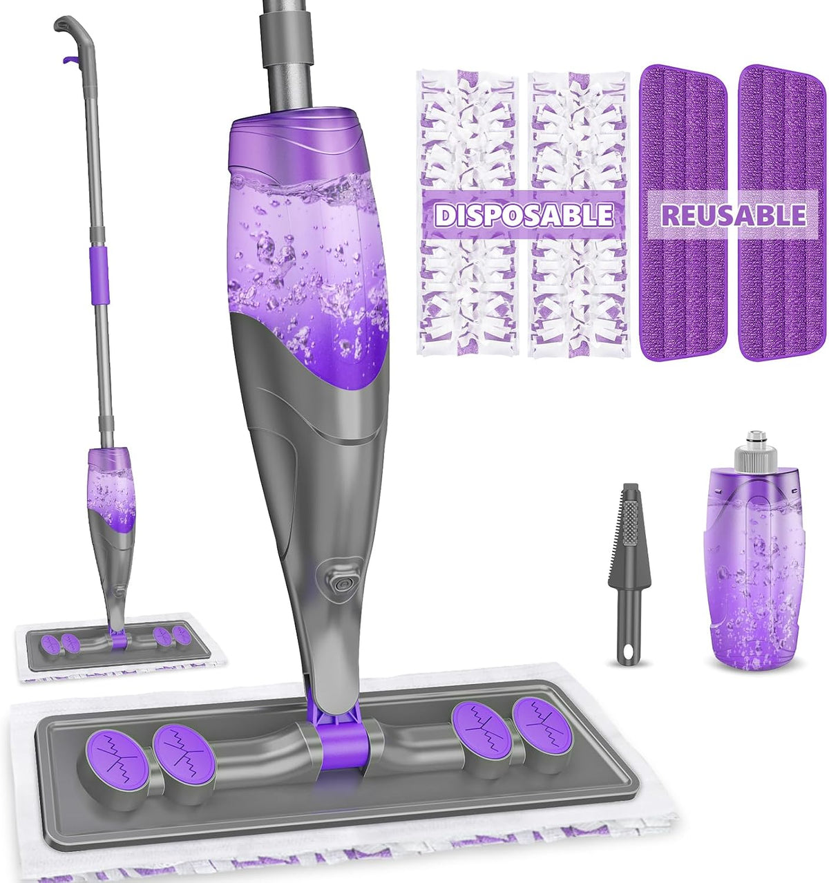 Spray Mops for Floor Cleaning - Wet Dry Mops with 6 Disposable Pads for Swiffer Powermop