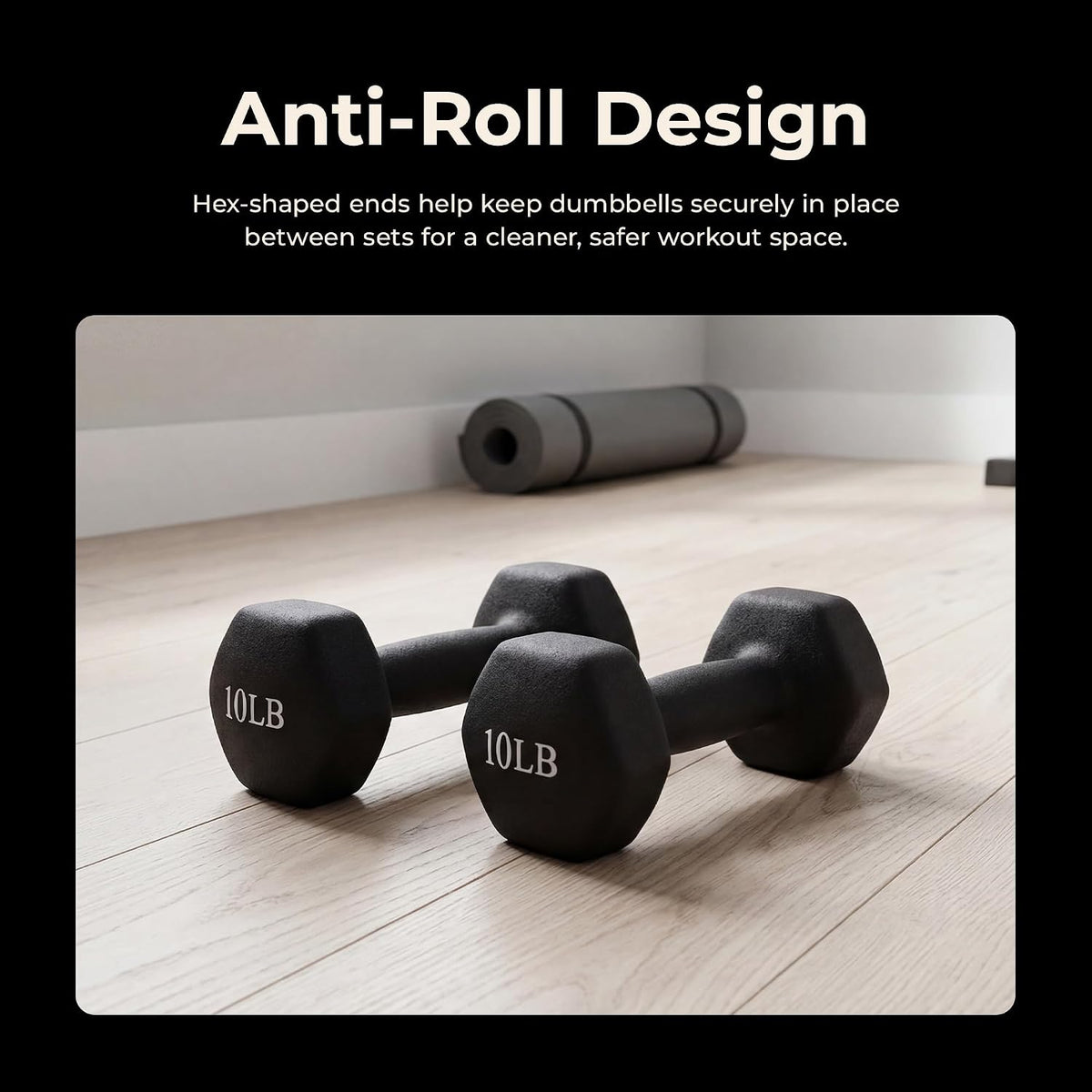 Sunny Health & Fitness Neoprene Coated Hex Shaped Dumbbell Non-Slip Fitness Weights for Home Gym Exercise, Full Body Workout Strength Building, Weight Loss, Sold in Pairs - Sizes - 2LB, 5LB, 8LB, 10LB