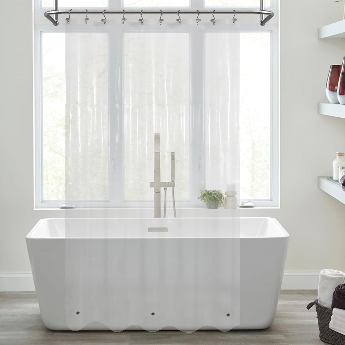Clear PEVA Shower Curtain Liners with 3 Magnets, Water Proof Plastic Shower Liner for Bathroom or Shower Stall, 54x78
