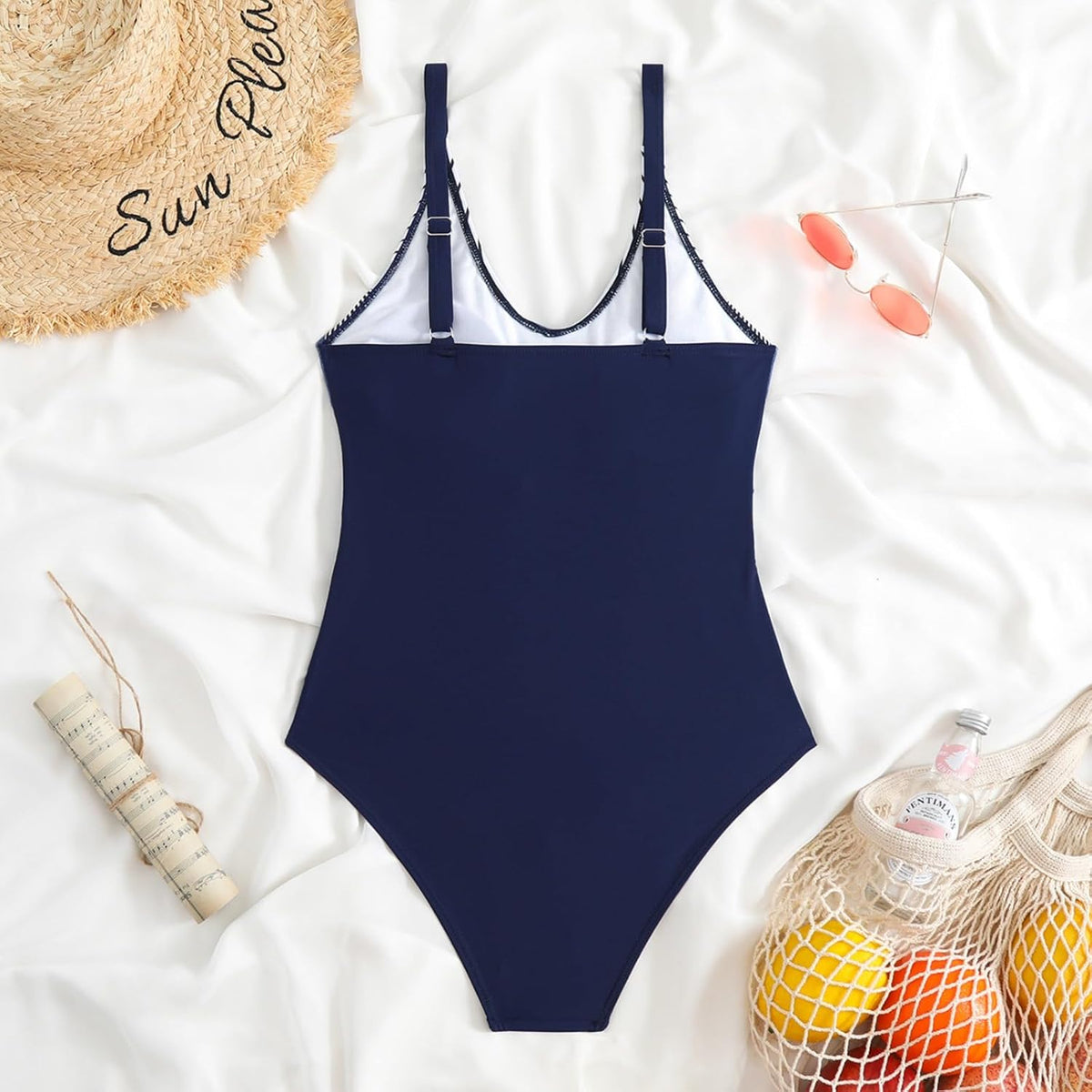 Women's One Pieces Swimsuit, Front Cross Ruched Swimsuit, Adjustable Halter & Tummy Control Bathing Suit for Summer