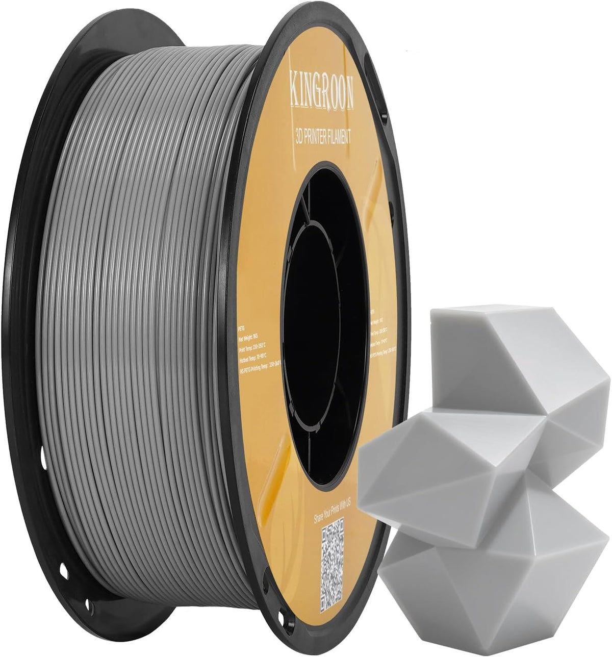 High Speed PETG 3D Printer Filament 1.75mm, 3D Printer Rapid Filament for 30-600mm/s Hyper Printing Filament, Dimensional Accuracy +/- 0.03 mm, 1kg Plastic Spool(2.2lbs) (Gray)