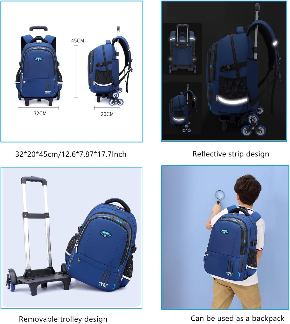 Mfikaryi Solid Color Elemetary Rolling Backpack,Camo Prints Kids Wheeled School BookBag,Backpack with wheels for boys