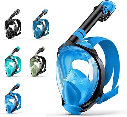 Zenoplige Full Face Snorkel Mask Adults,Dry-Top Snorkeling Gear with Camera Mount,Foldable 180-Degree Panoramic Scuba Mask for Snorkeling Diving Swimming Travel,Snorkel Mask Anti-Fog  Anti-Leak
