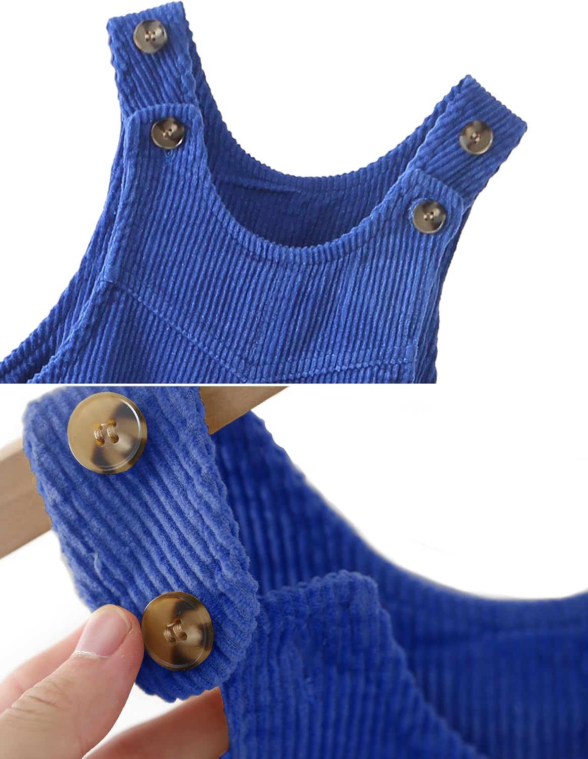 Baby Boy Girl Corduroy Bib Overalls Cotton Button Suspender Overalls Plain Romper Loose Jumpsuit
