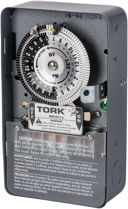 NSi Industries TORK 1109A Indoor 40-Amp Multi-Volt Mechanical Lighting and Appliance Timer - 24-Hour Programming - Multiple OnOff Settings - 120208-277-Volt - Grey 2.9 x 4.7 x 7.9 inches